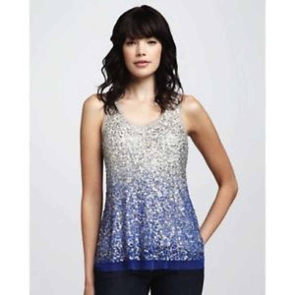 Renzo and Kai sequin top S nwt blue tan ombre